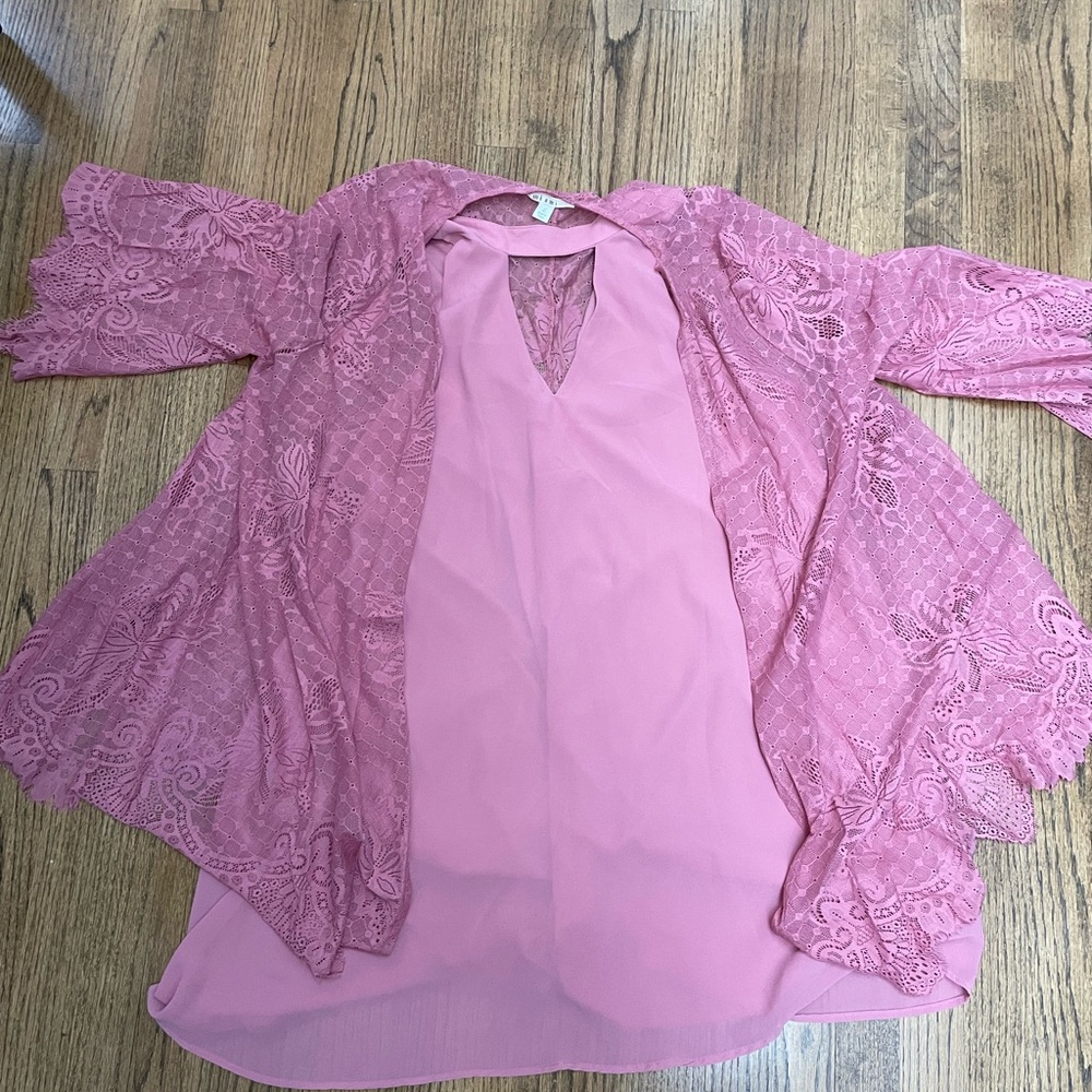 Pink Lace Overlay Dress